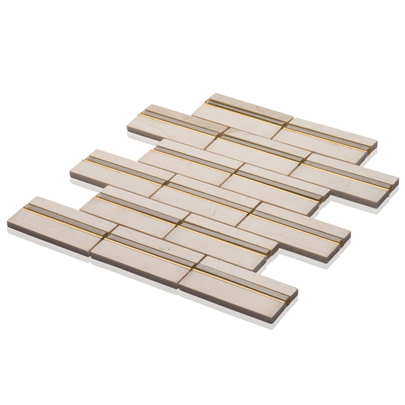 1" x 4" Brick Joint Mosaic Tile, Taupe