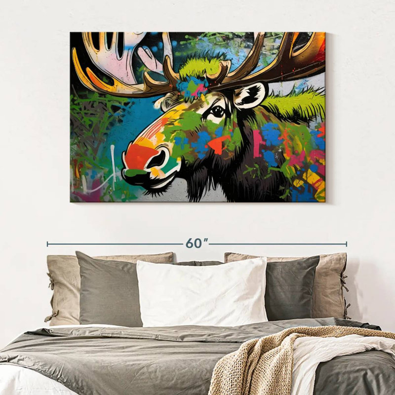 Brampt Moose - Graffiti Animals, 34" H x 51" W