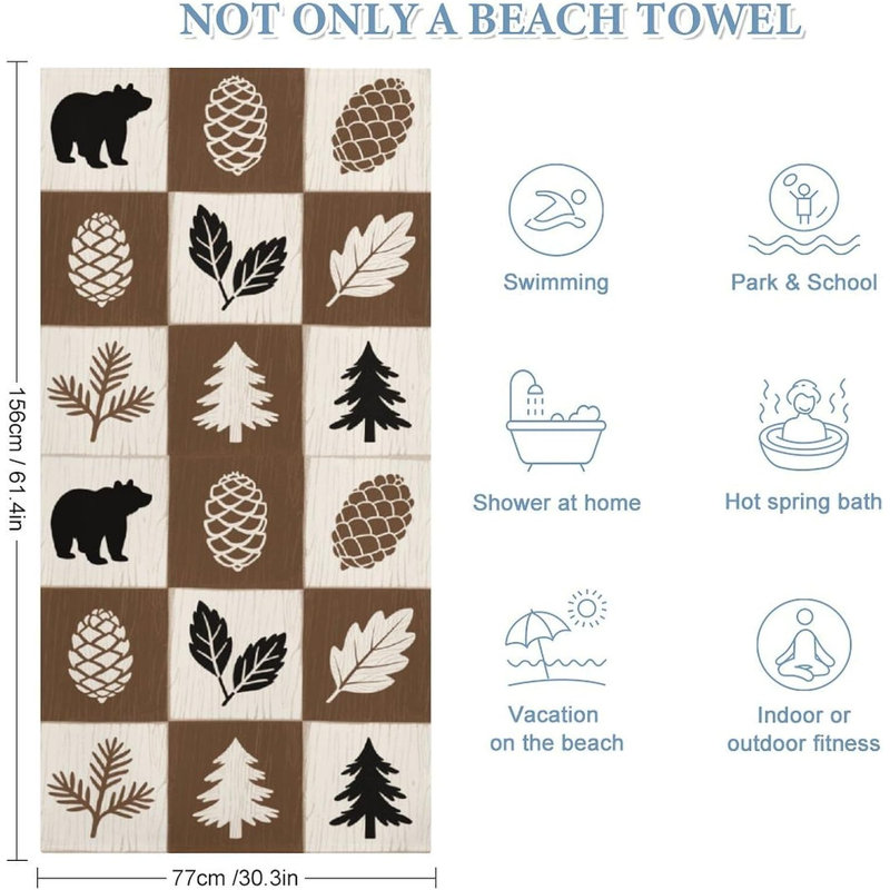 Serviette de plage rustique en microfibre à séchage rapide 60 x 80 po