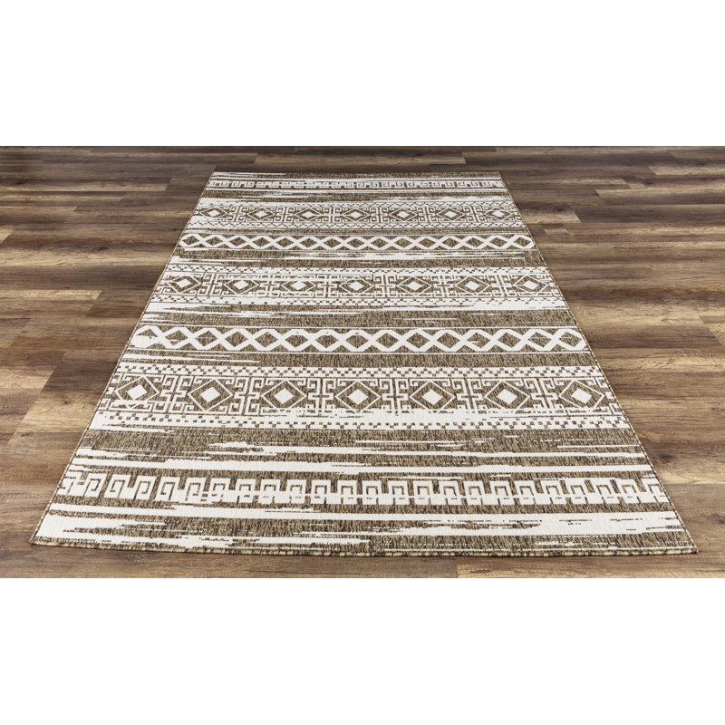 Tapis intérieur / extérieur brun Pedersen, Rectangle 5 pi 3 po x 7 pi 7 po
