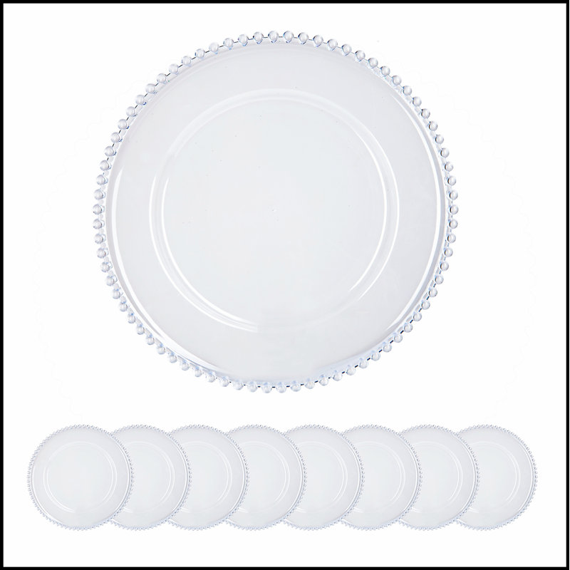Paquet de 8 assiettes de présentation en plastique, P 13 po, Clair
