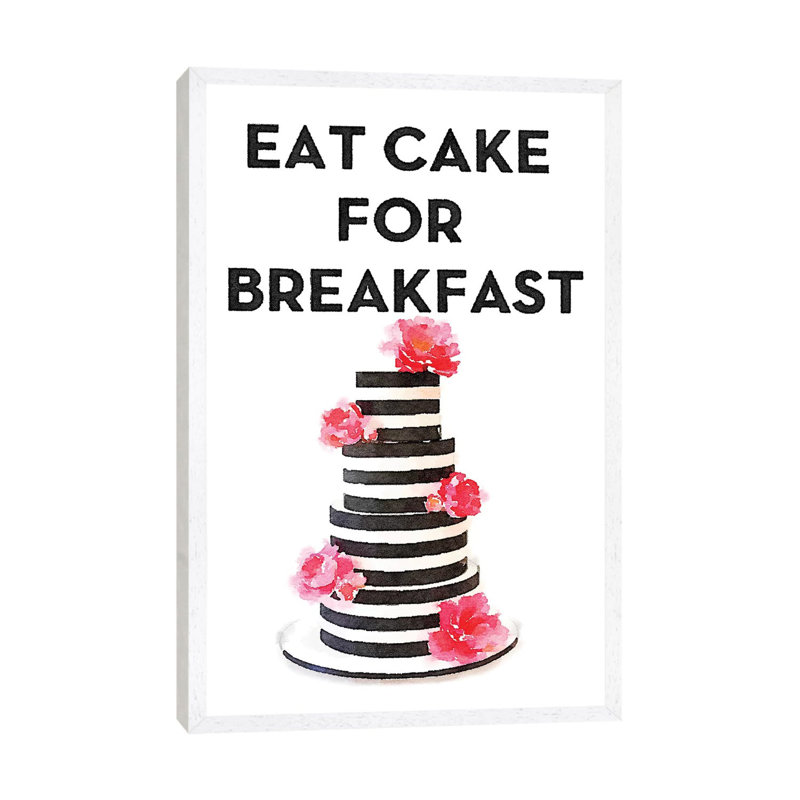 Eat Cake For Breakfast by Amanda Greenwood - Painting on Canvas, White Framed Canvas, 101.6 cm H x 66.04 cm W