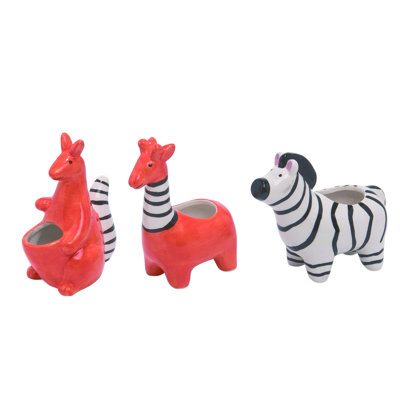 Kangaroo/ Giraffe/Zebra Planters Set of 3 Spring Home Decorations