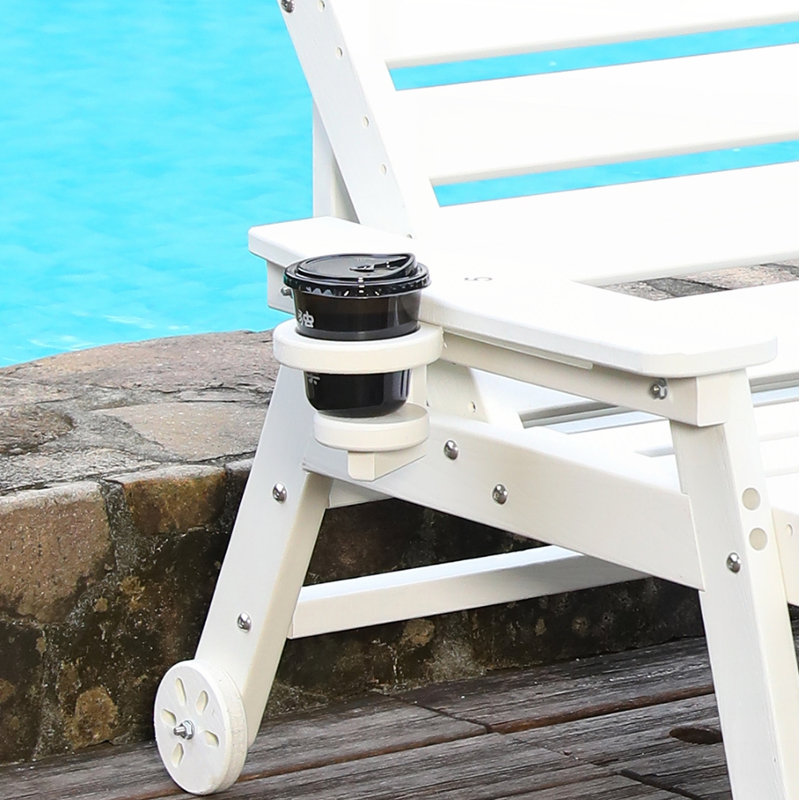 Pool Lounge Chairs with 4-Position Adjustable Backrest, White