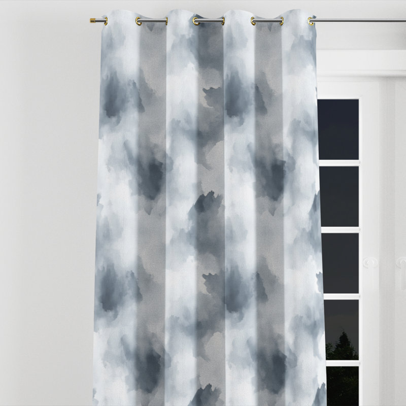 Panneaux de rideaux abstraits - gris avec œillets Borreri - 1 panneau, Œillets dorés, L 52 po x L 84 po