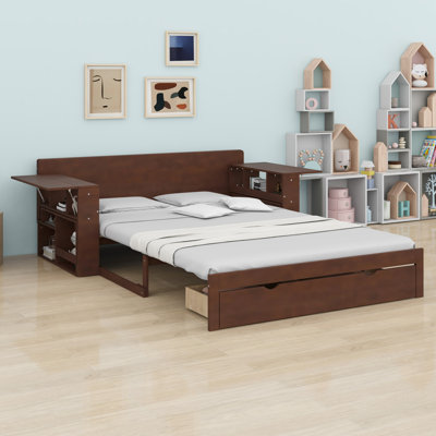 Daybed With Removable Desk, Storage Drawers & Hydraulic Side Table