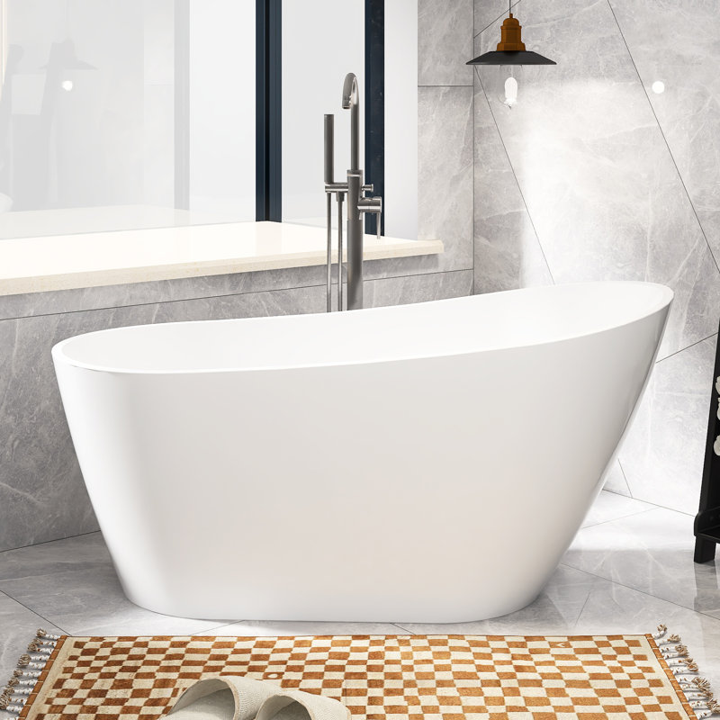 59'' x 30.8'' Freestanding Soaking Acrylic Bathtub
