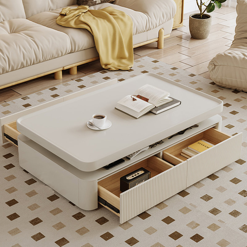 Meuble télé et table basse Living Room, Blanc, Blanc