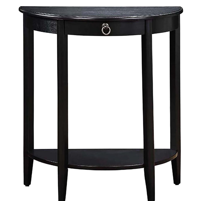 Console noire avec tablette - Demi-lune à des fins décoratives attrayantes et fonctionnelles