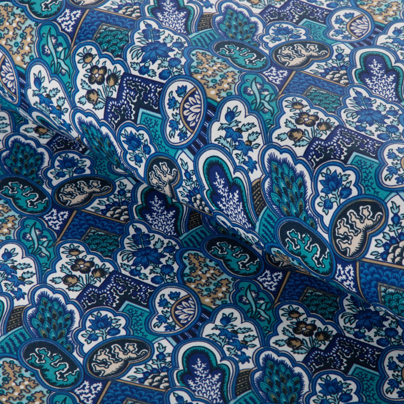 La Menagerie Villandry Print 100% Cotton Fabric, Azure