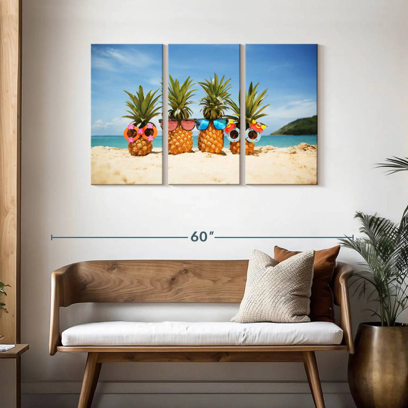 Yarlin Summer Beach Pineapples, 28" H x 45" W