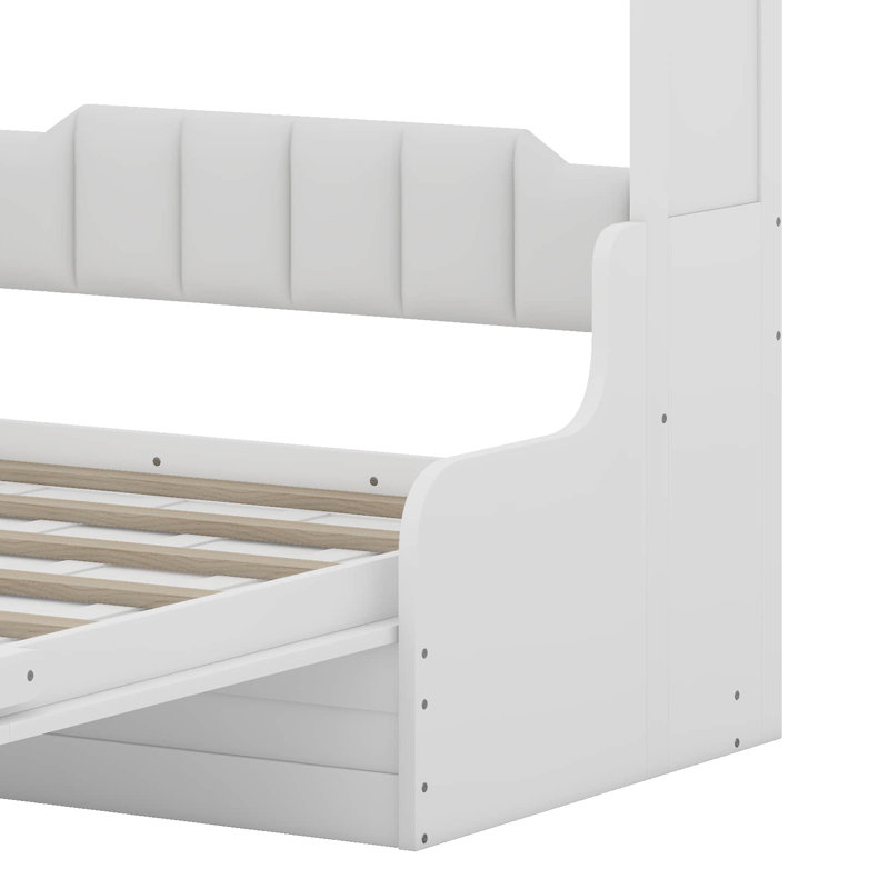 Grand lit escamotable mural avec coussin, Blanc