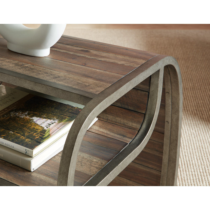 Rustic Brown Wood and Metal Open Ended End Table