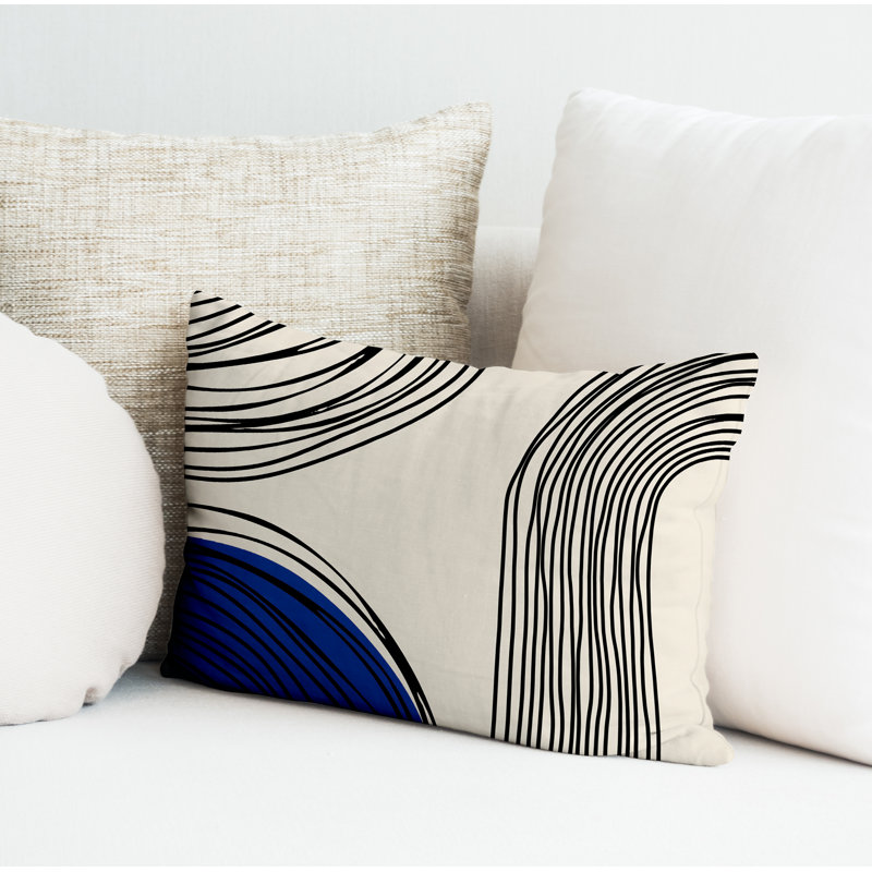 Housse et insert de coussin rectangulaire intérieur / extérieur Cassie, Bleu marine, H 18 po x l 25 po