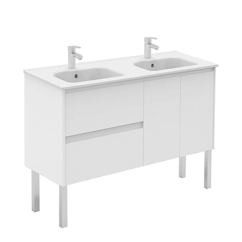 Ambra 47.5'' Double Bathroom Vanity with Ceramic Top, Gloss White