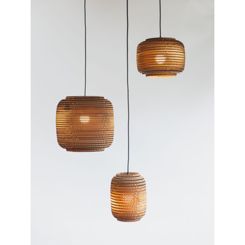 Scraplight Recycled Cardboard Pendant Light - Ausi, 14" H x 14.5" W x 14.5" D, Brown