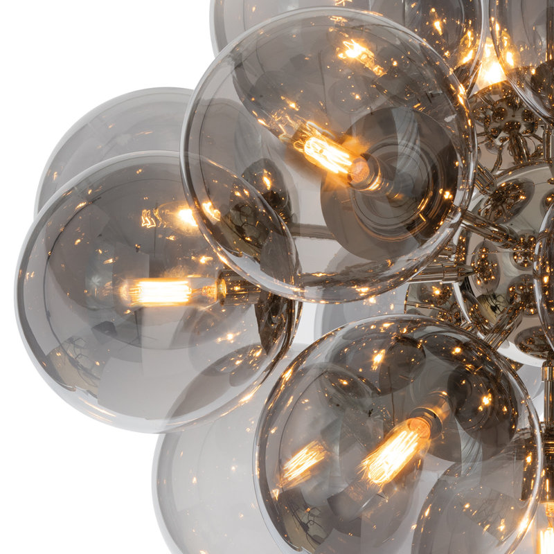 Shine Chandelier (Natural Brass with Smoke Glass), Polished Nickel, Smoke Glass