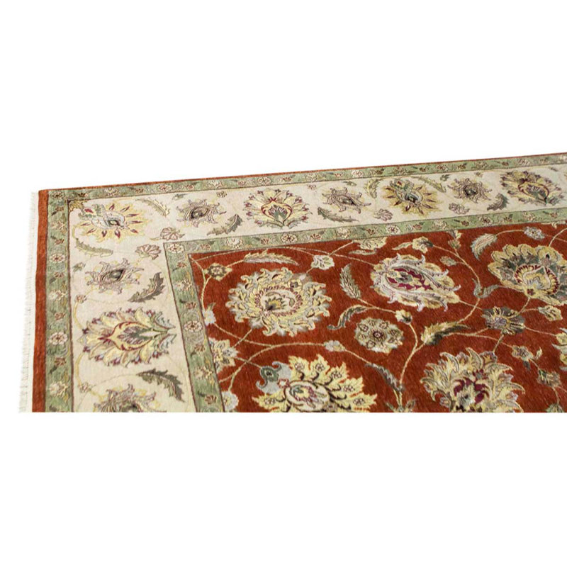 Wool Oriental Area Rug in Rust/Ivory/Gray
