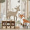 Papier peint auto-adhésif Mignon animaux de la forêt, cerf, lapin, lapin, couleurs neutres, H 69 po x l 96 po, papier peint amovible en PVC, adhésif pour chambre à coucher, salon, bureau à domicile
