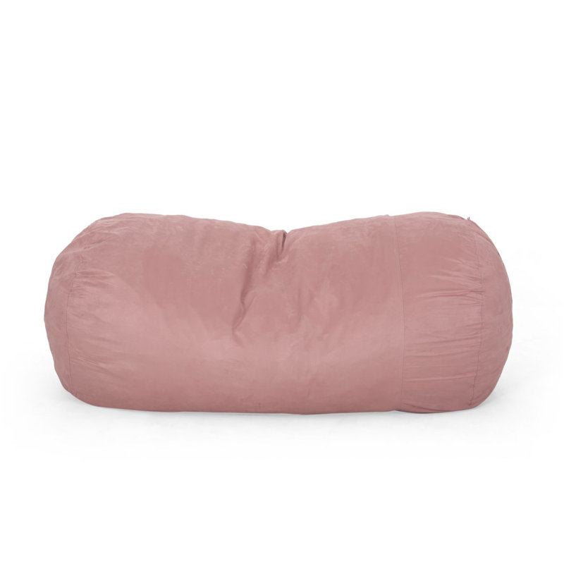 Potrero 6.5 Foot Microfiber Cylindrical Bean Bag, 34" H x 85" W x 48" D, Rose Microfiber / Microsuede