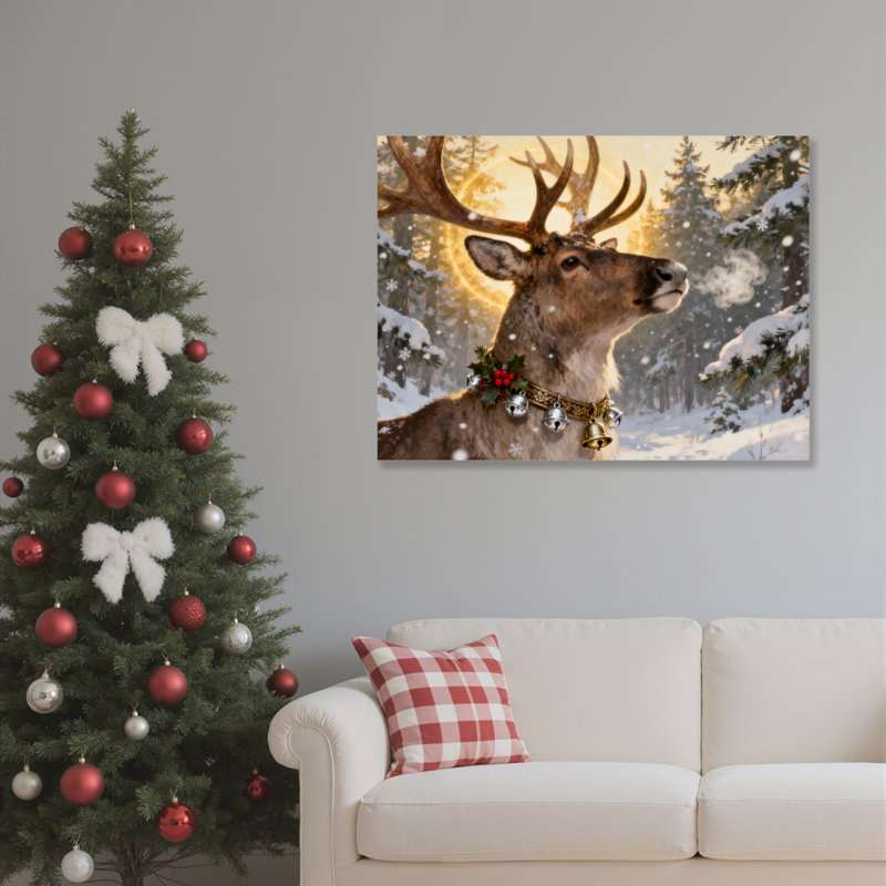«Winter Deer Forest», art mural sur toile, H 12 po x l 18 po