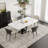 Malira Minimalist Modern White Rectangular Sintered Stone Dining Table with Pedestal Base, Pre-Assembly-259943409