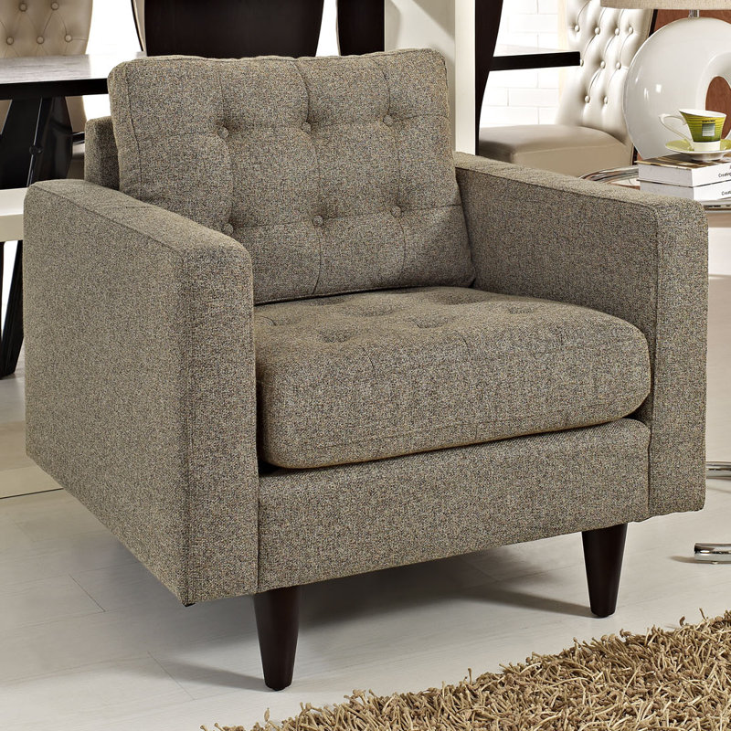 Upholstered Armchair, Oatmeal Polyester Blend