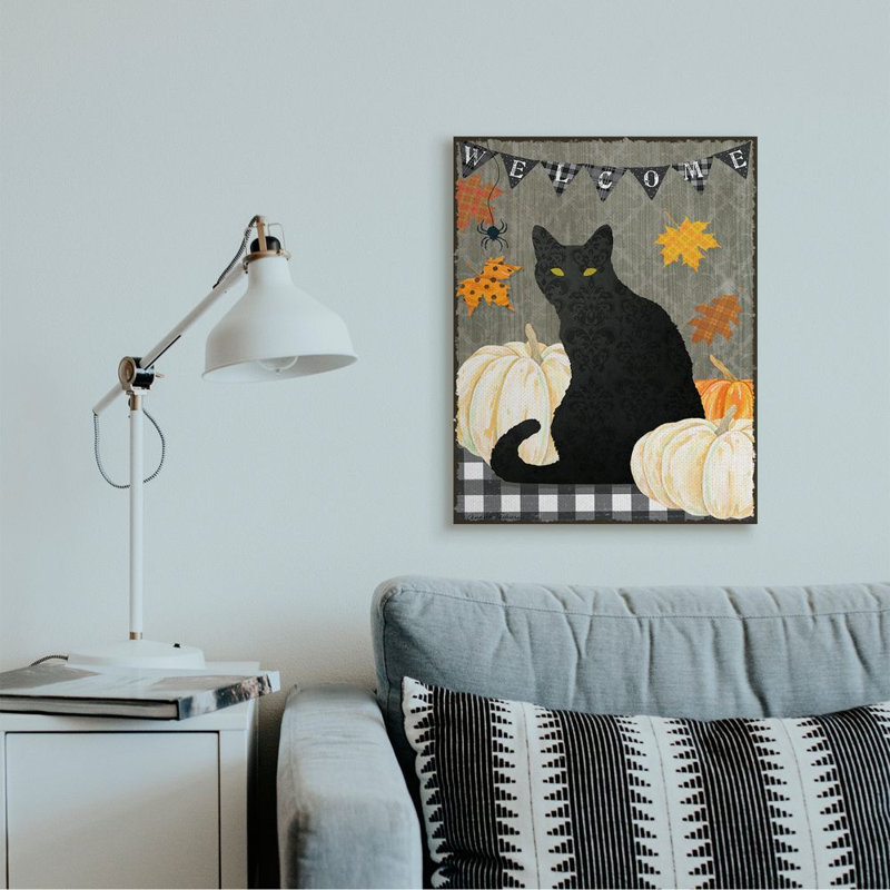 «Halloween Black Cat» par Andrea Tachiera - impression d'art graphique, Toile tendue, H 30 po x l 24 po x 1,5 po