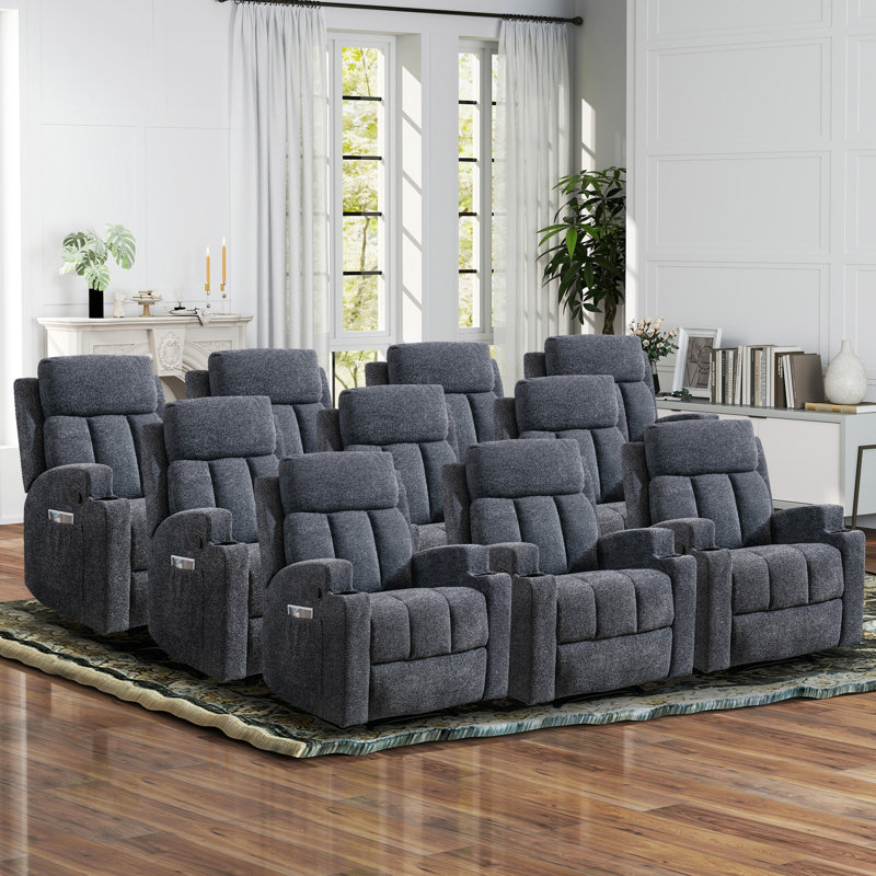 Dartee 33.07"W Manual Massage Recliner Chair With Heating Function & Dual Cup Holders - Soft Microfiber Home Theater Seating