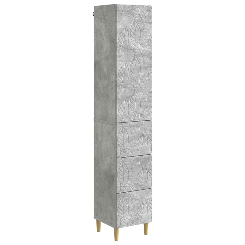  Cabinet Set 2 Pcs Engineered Wood Storage Home Office Compact Sideboard, Concrete Grey
