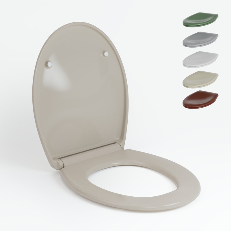  O Shape Toilet Seat White Duroplast Soft Close Quick Release Anti-Bacterial 44,3×36,9 cm, White