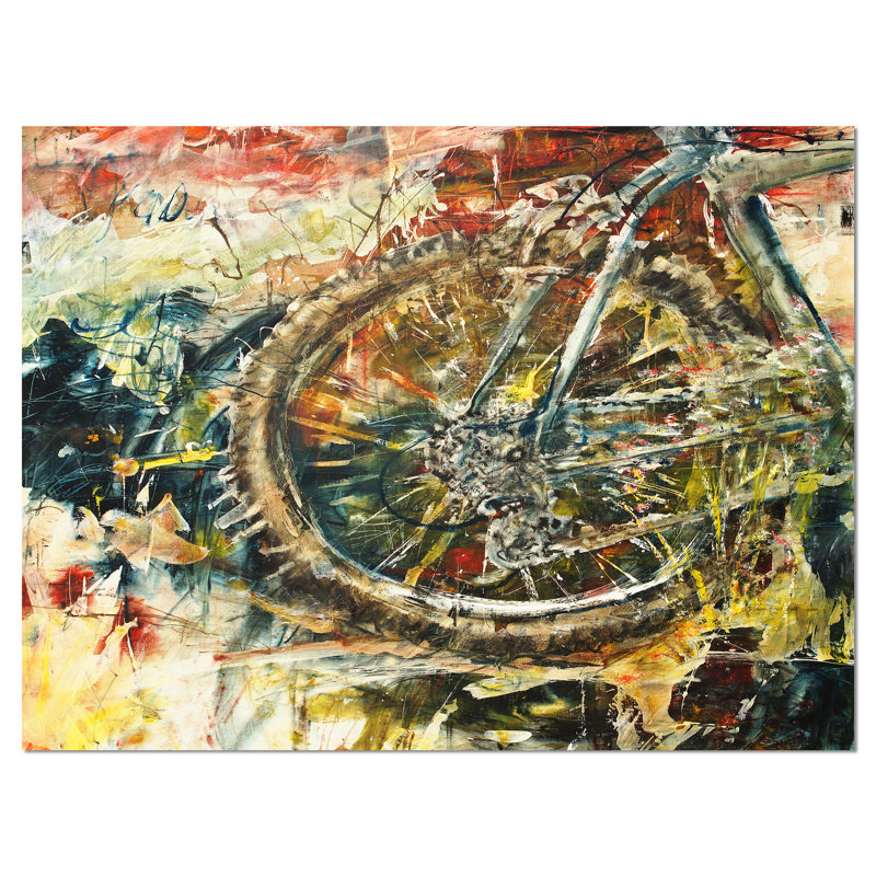 Vélo de montagne par Designart - impression d'art graphique, H 30 po x l 40 po x P 1 po, Sans cadre en métal