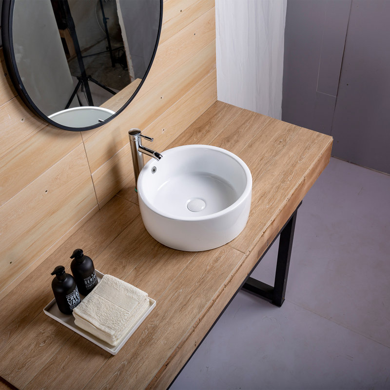 Lavabo de salle de bain vasque rond en céramique blanche