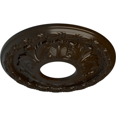 Médaillon de plafond Endurathane Helene, DE 11 7/8 po x P 3 5/8 po x P 7/8 po (convient aux auvents jusqu'à 5 1/4 po), finition craquelée en nuage peinte à la main