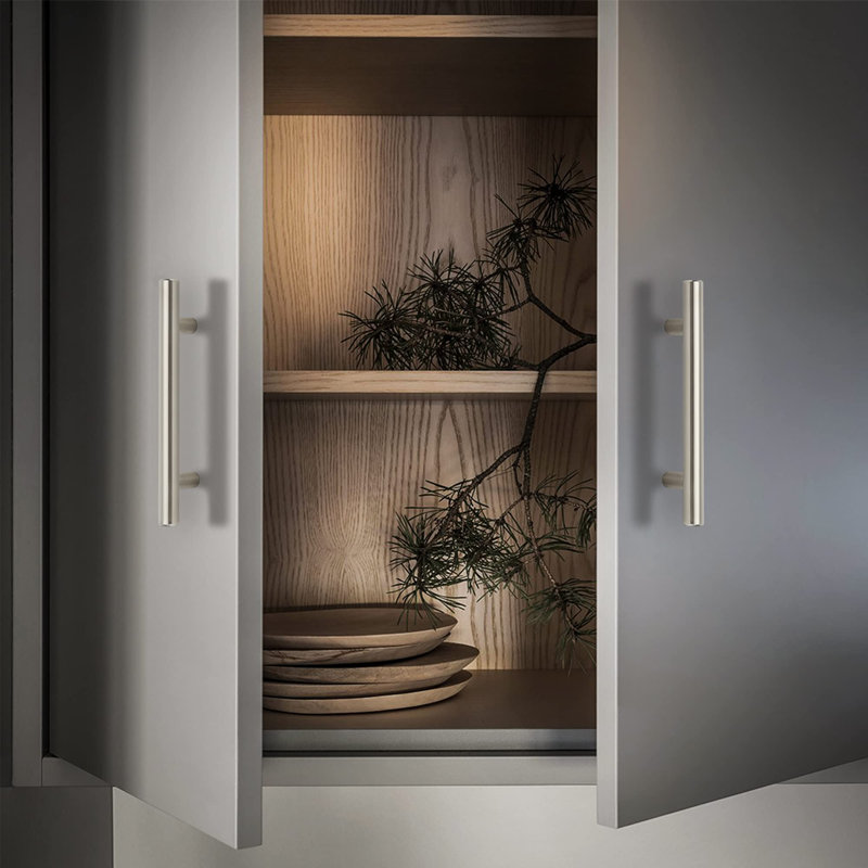 Paquet de 30 poignées d'armoire de 6 po en acier inoxydable nickel brossé, poignées d'armoire, trou central de 3,5 po