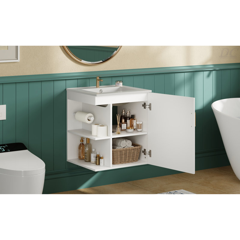 Armoire de salle de bain murale 20 "avec armoire latérale combinée, armoire de salle de bain avec porte à fermeture douce, meuble-lavabo moderne avec lavabo