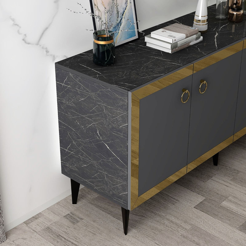 Olivia 150cm Console Table, Grey/Gold