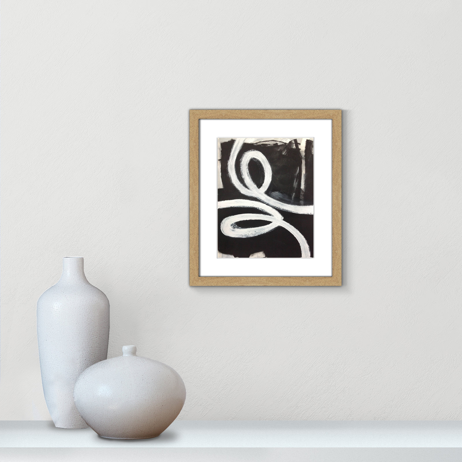 Bronte "Swirly Swirls I" Print, 15" H x 13" W x 2" D, Natural Woodgrain Box Framed, No