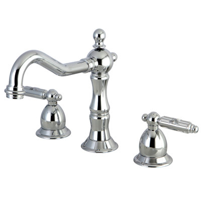 Kingston Brass Heritage Two-Handle 3-Hole Deck Mount Widespread Bathroom Faucet with Brass Pop-Up Drain
