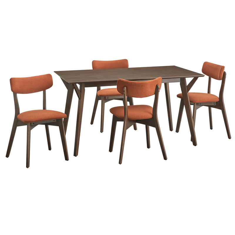 Ensemble de salle à manger Colella, 5 pièces: table, 4 chaises, Orange