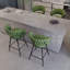 Ensemble de tabourets de bar 26 po en suède tissé 26 po, 360 pieds pivotants noirs, tabouret de comptoir rembourré avec repose-pieds (vert)