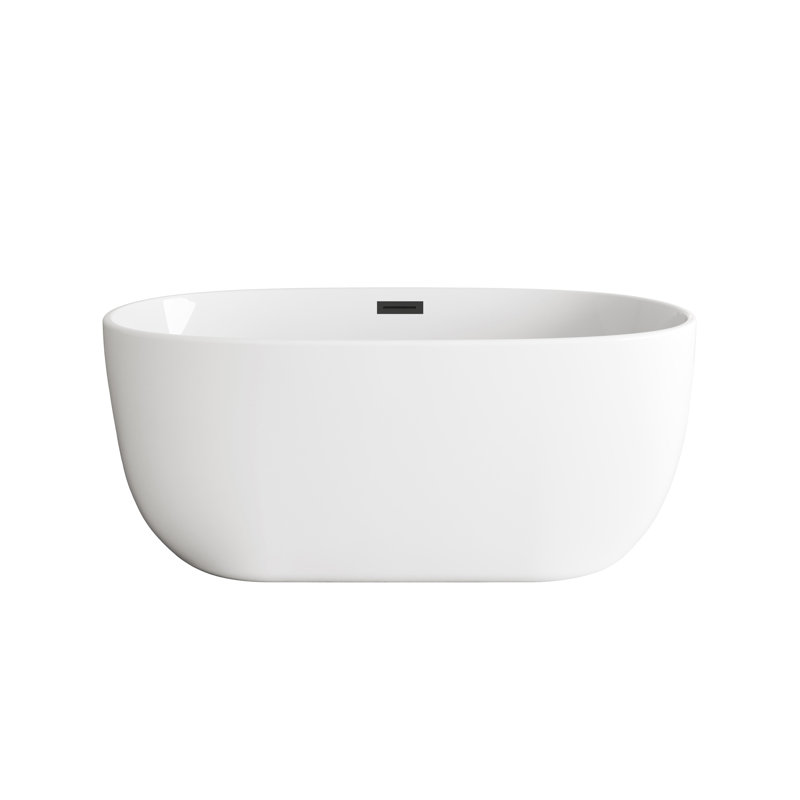 Hudepohl 54'' x 29'' Freestanding Soaking Acrylic Bathtub, Matte Black