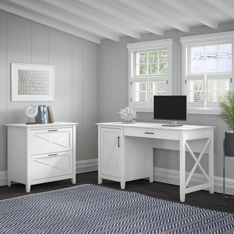 Huckins 54W Computer Desk with Storage and 2 Drawer Lateral File Cabinet