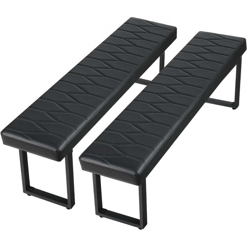 Faux Leather Upholstered Bench, Black