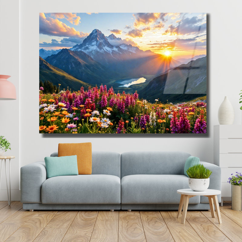 Yosemite Mountain View - Art mural en verre campagne, H 20 po x l 30 po