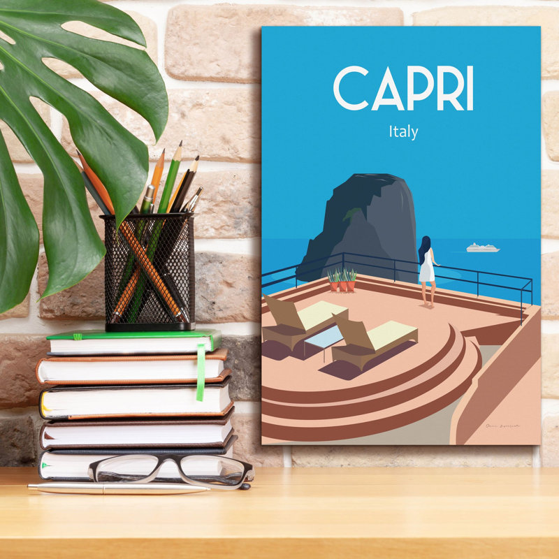 Toile épique «Capri» par Omar Escalante, H 18 po x l 12 po