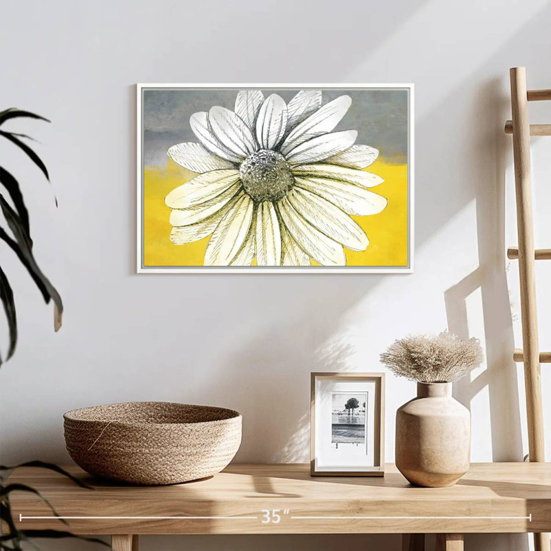 Marguerite sur les couleurs, Cadre flottant blanc, 19 po x 13 po