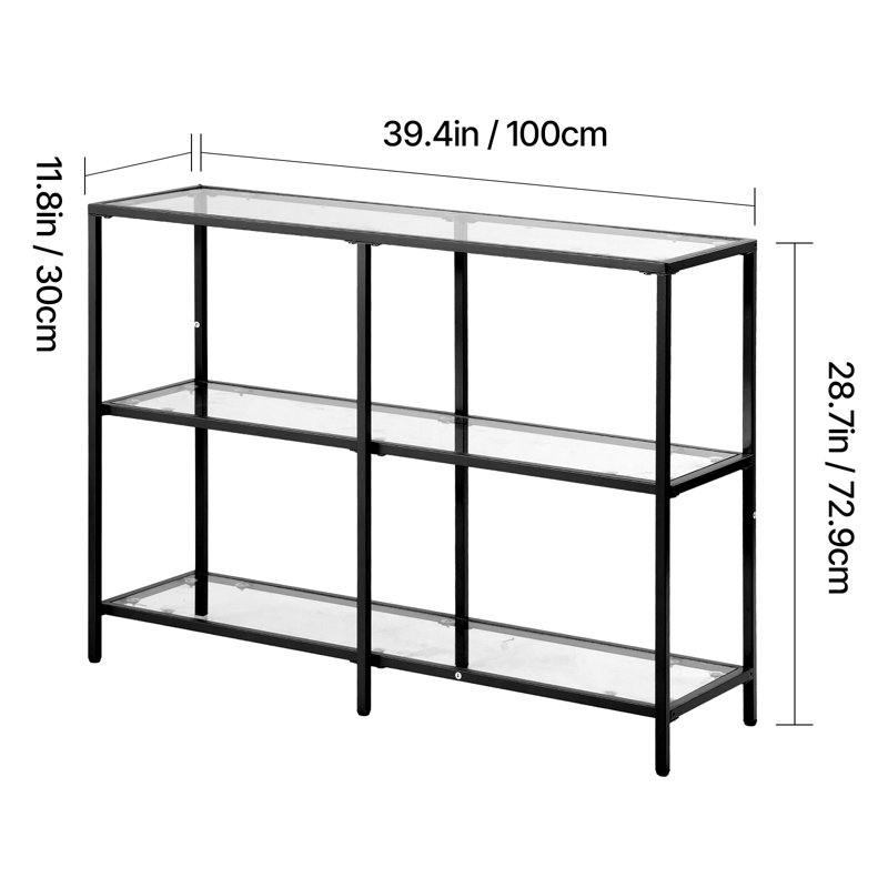 Glass Top Living Room Table Set, Black