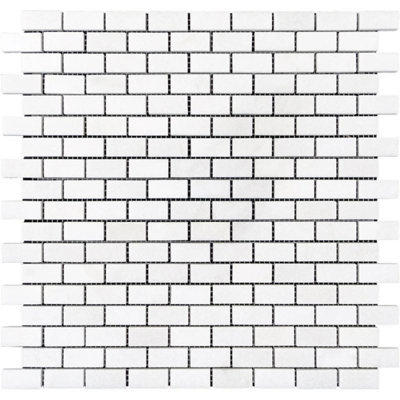 Thassos White Marble 1X2 Polished Mosaic Tile