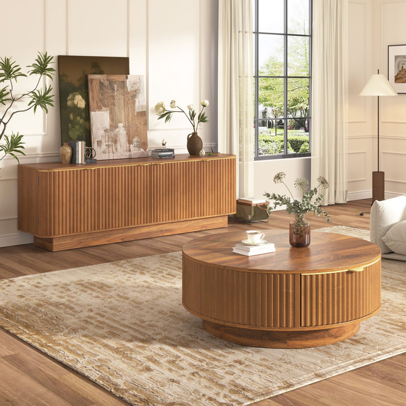 Ensemble de table basse et console de télévision Farmhouse, Brun